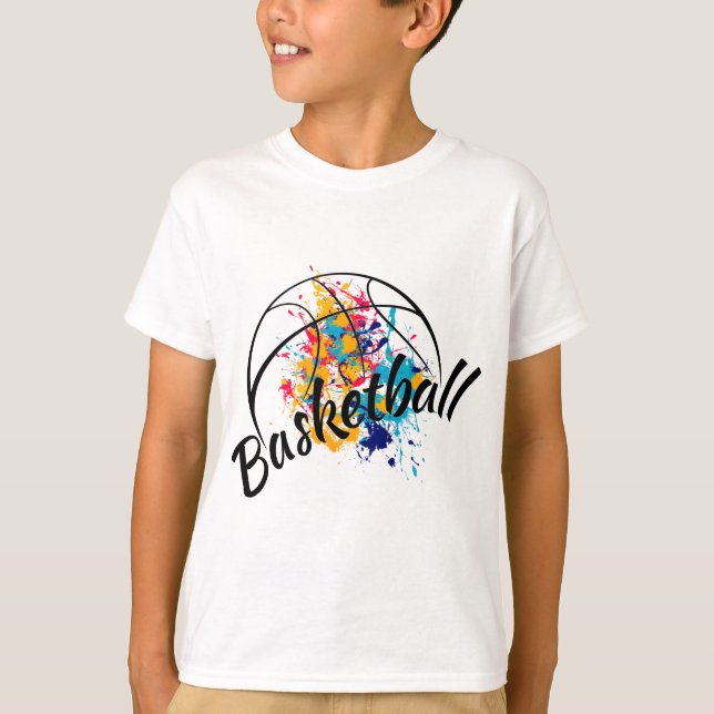 Watercolor Basketball Boys  T-Shirt (Front)