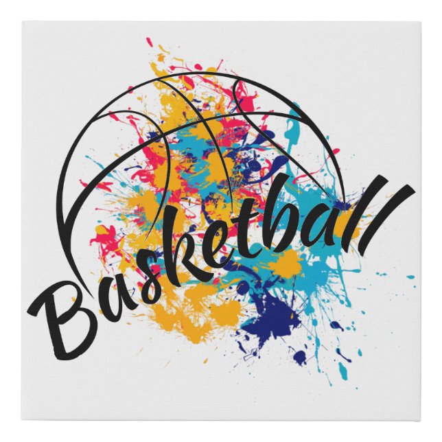 Watercolor Basketball    Faux Canvas Print (Front)
