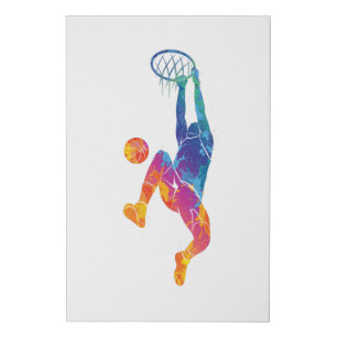 Watercolor Basketball Faux Canvas Print