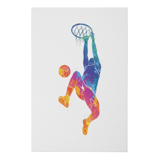 Watercolor Basketball Faux Canvas Print (Front)