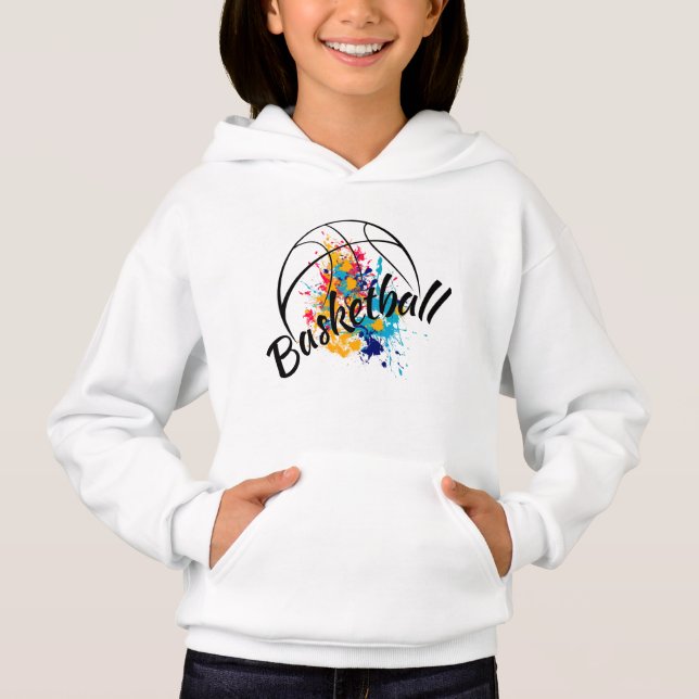 Watercolor Basketball Girl  Hoodie (Front)