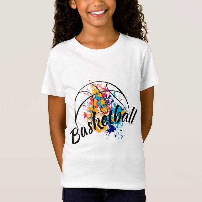 Watercolor Basketball Girl  T-Shirt (Front)