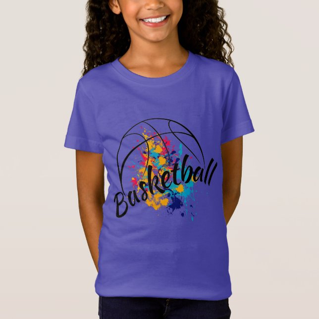 Watercolor Basketball Girl  T-Shirt (Front)