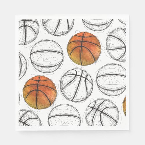 Watercolor Basketball Paper Napkins