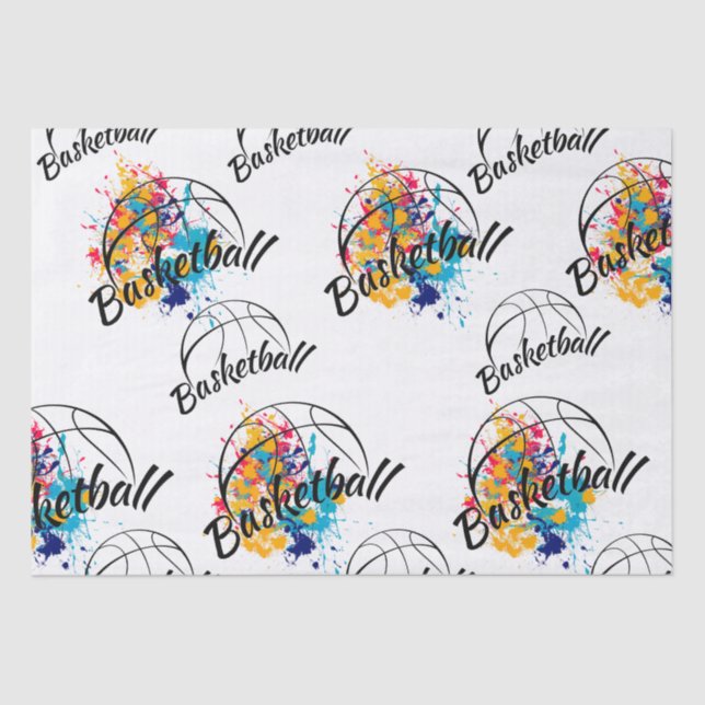 Watercolor Basketball     Tissue Paper (Front)