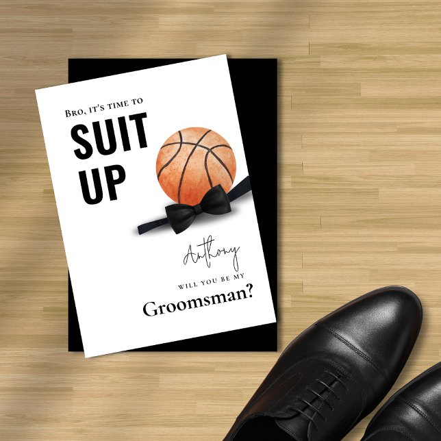 Watercolor Basketball Tuxedo Suit Up Groomsman Invitation (Watercolor Basketball Tuxedo Suit Up Groomsman Invitation)