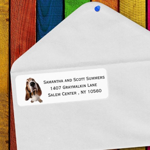 Watercolor Basset Hound Dog Return Address Label
