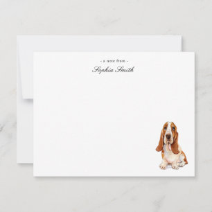 Watercolor Basset Hound Flat Thank You Notes