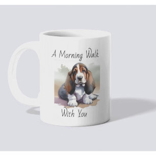  Watercolor Basset Hound Personalize Coffee Mug