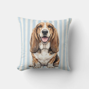 Watercolor Basset Hound Sofa Pillow