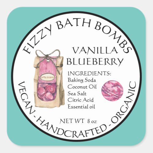 Watercolor Bath Bomb handmade Label Product 
