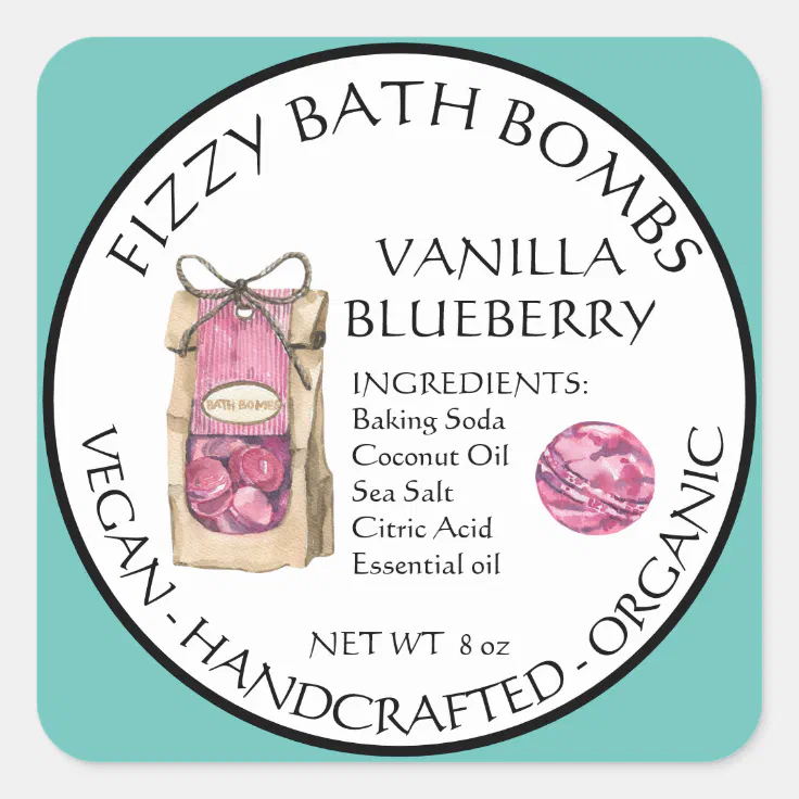 Watercolor Bath Bomb handmade Label Product | Zazzle