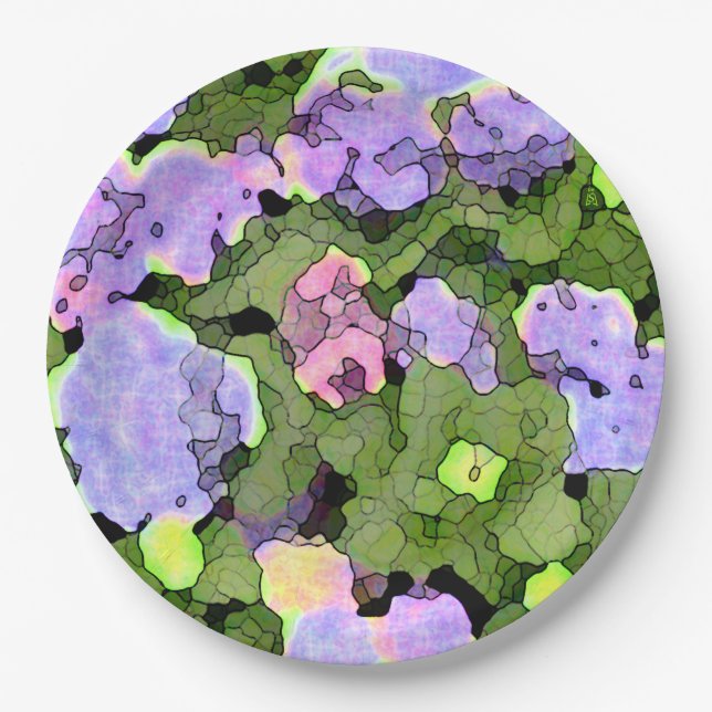 Watercolor Batik Hydrangeas Paper Plates (Front)