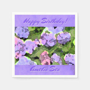 Watercolor Batik Hydrangeas Personalized Napkins