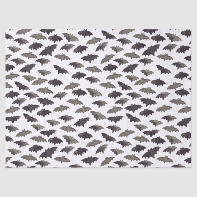 Watercolor Bats Halloween Tissue Paper (Front)