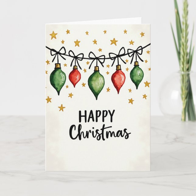 Watercolor Bauble Christmas Garland Card (Front)
