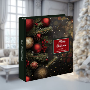 Watercolor Baubles Binder Chic Red Green Keepsake