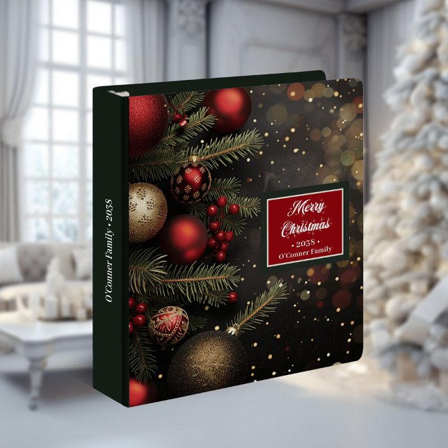 Watercolor Baubles Binder Chic Red Green Keepsake (Watercolor Baubles Binder Chic Red Green Keepsake)