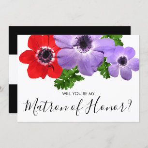 Watercolor Be My Matron Of Honor Bridesmaid Card