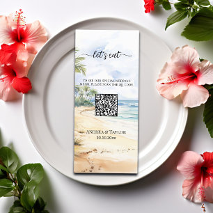 Watercolor Beach and Palm Trees QR Code Wedding Menu