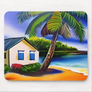 Watercolor Beach Art Mouse Pad