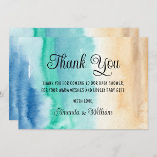 Watercolor Beach Baby Shower Thank You