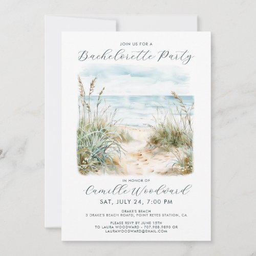 Watercolor Beach Bachelorette Party Invitation