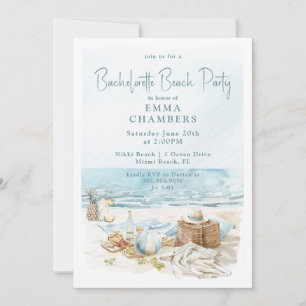 Watercolor Beach Bachelorette Party Invitation