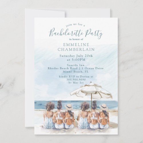 Watercolor Beach Bachelorette Party Invitation