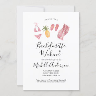 Watercolor Beach Bachelorette Weekend Invitation