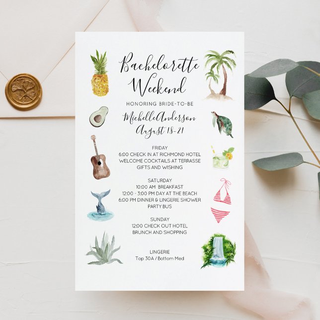 Watercolor Beach Bachelorette Weekend Itinerary (Watercolor Beach Bachelorette Weekend Itinerary)