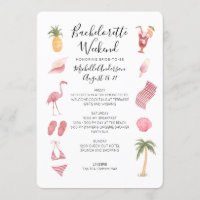 Watercolor Beach Bachelorette Weekend Itinerary Invitation