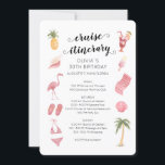 Watercolor Beach Birthday Cruise Itinerary Invitation<br><div class="desc">Watercolor Beach Theme Modern Calligraphic Birthday Weekend Cruise schedule timeline.
Design features an elegant modern style text layout. To make advanced changes,  please select "Click to customize further" option under Personalize this template.</div>