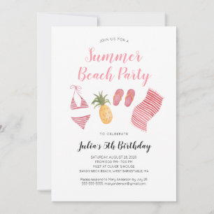 Watercolor Beach Birthday Party Invitation