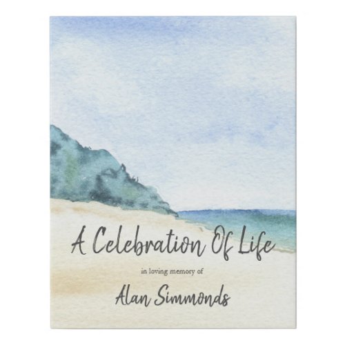 Watercolor Beach Celebration Of Life Memorial Faux Canvas Print