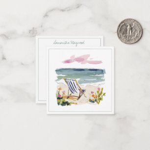 Watercolor Beach Chair Personalized Note Card