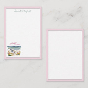 Watercolor Beach Chair Personalized Note Card