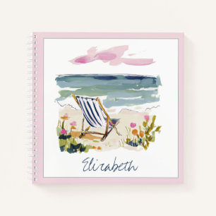 Watercolor Beach Chair Personalized Notebook