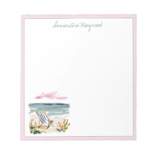 Watercolor Beach Chair Personalized Notepad
