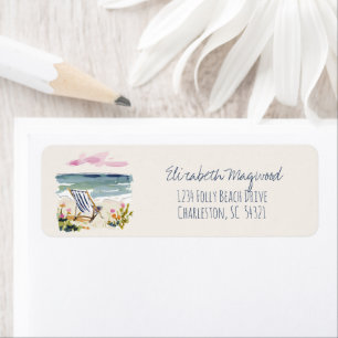 Watercolor Beach Chair Personalized Return Address Label