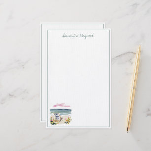 Watercolor Beach Chair Personalized Stationery