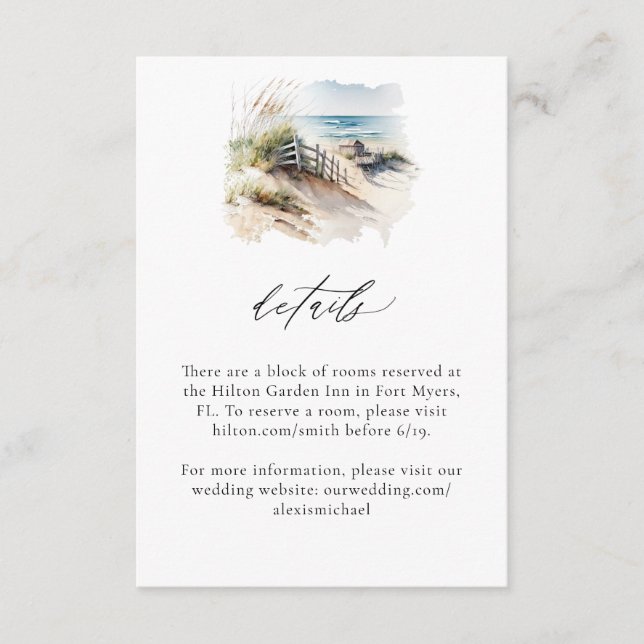 Watercolor Beach Coastal Details Card (Front)