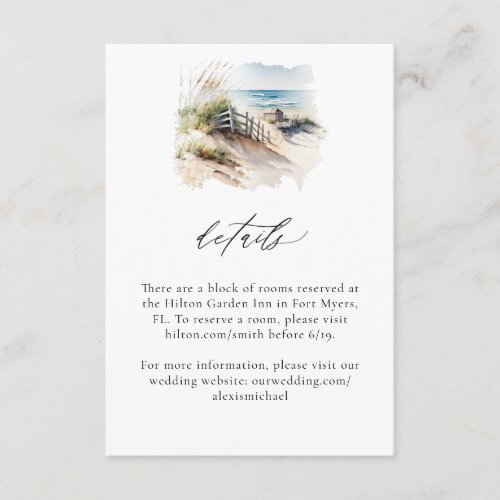 Watercolor Beach Coastal Details Card