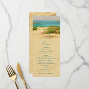 Watercolor Beach Coastal Wedding Destination Menu