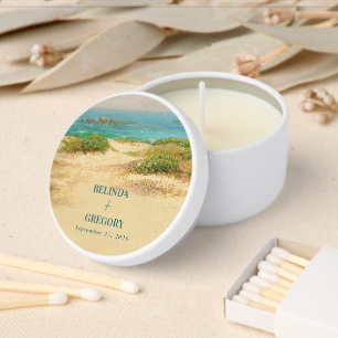 Watercolor Beach Coastal Wedding Destination Mini Candle Favors