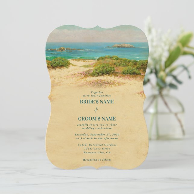 Watercolor Beach Coastal Wedding Invitation (Standing Front)