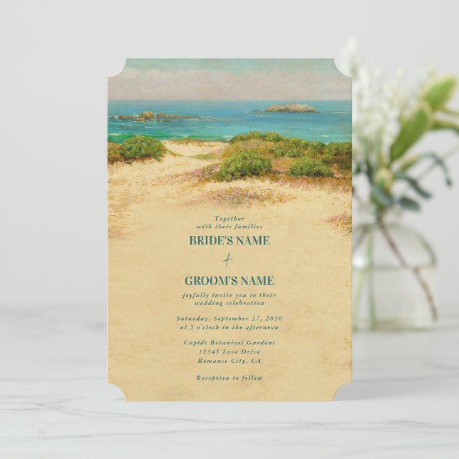 Watercolor Beach Coastal Wedding Invitation (Standing Front)
