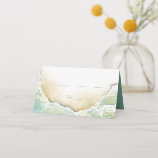 Watercolor Beach Coastal Wedding Place Card | Zazzle