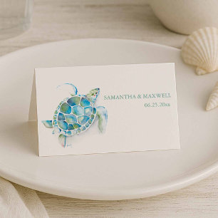 Watercolor Beach Coastal Wedding Place Card