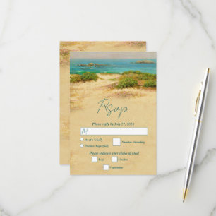 Watercolor Beach Coastal Wedding RSVP Card